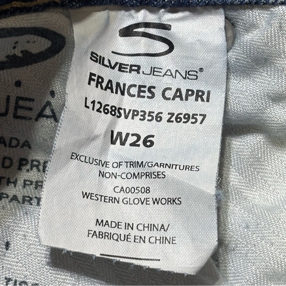 Silver Jeans Womens 26 Frances Capri Low Rise Denim Stretch Big Stitch Cuffed - Picture 5 of 6